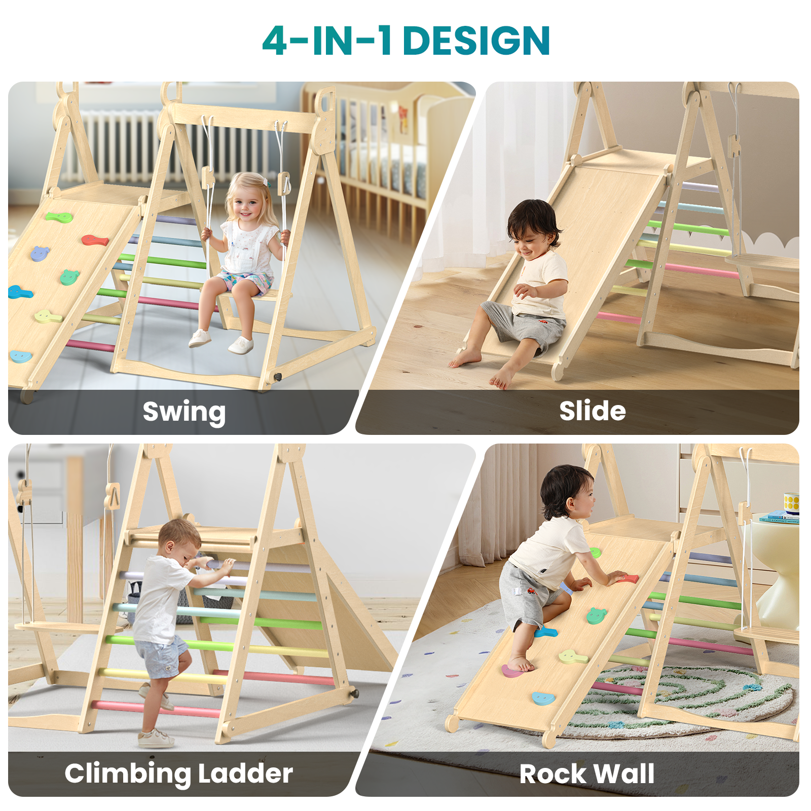 Whoop- BlueWood® Indoor Jungle Gym Playset *Rainbow